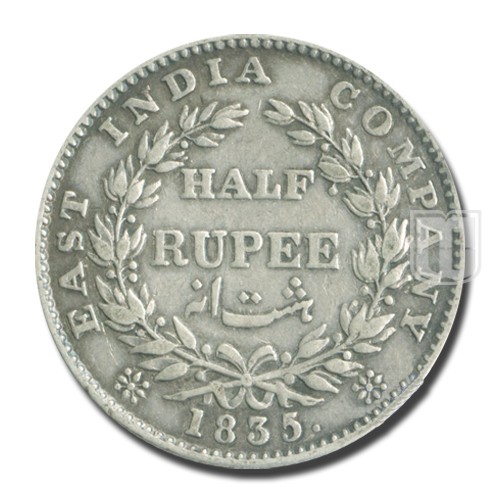 Half Rupee | 1835 | KM# 449.1,PR.72 | R
