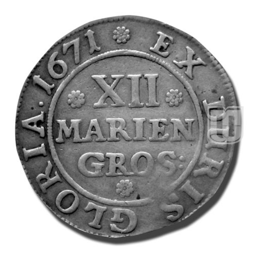 12 Mariengroschen (1/3 Gulden) | 1671 | KM 136 | R
