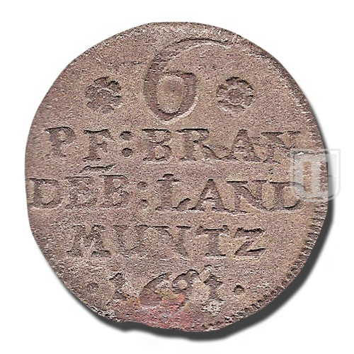 6 Pfenning | 1691 ICS | KM 568 | R