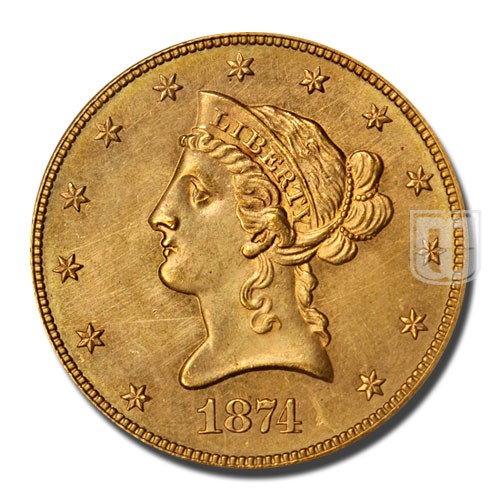 Ten Dollar | 1874 | KM 102 | O
